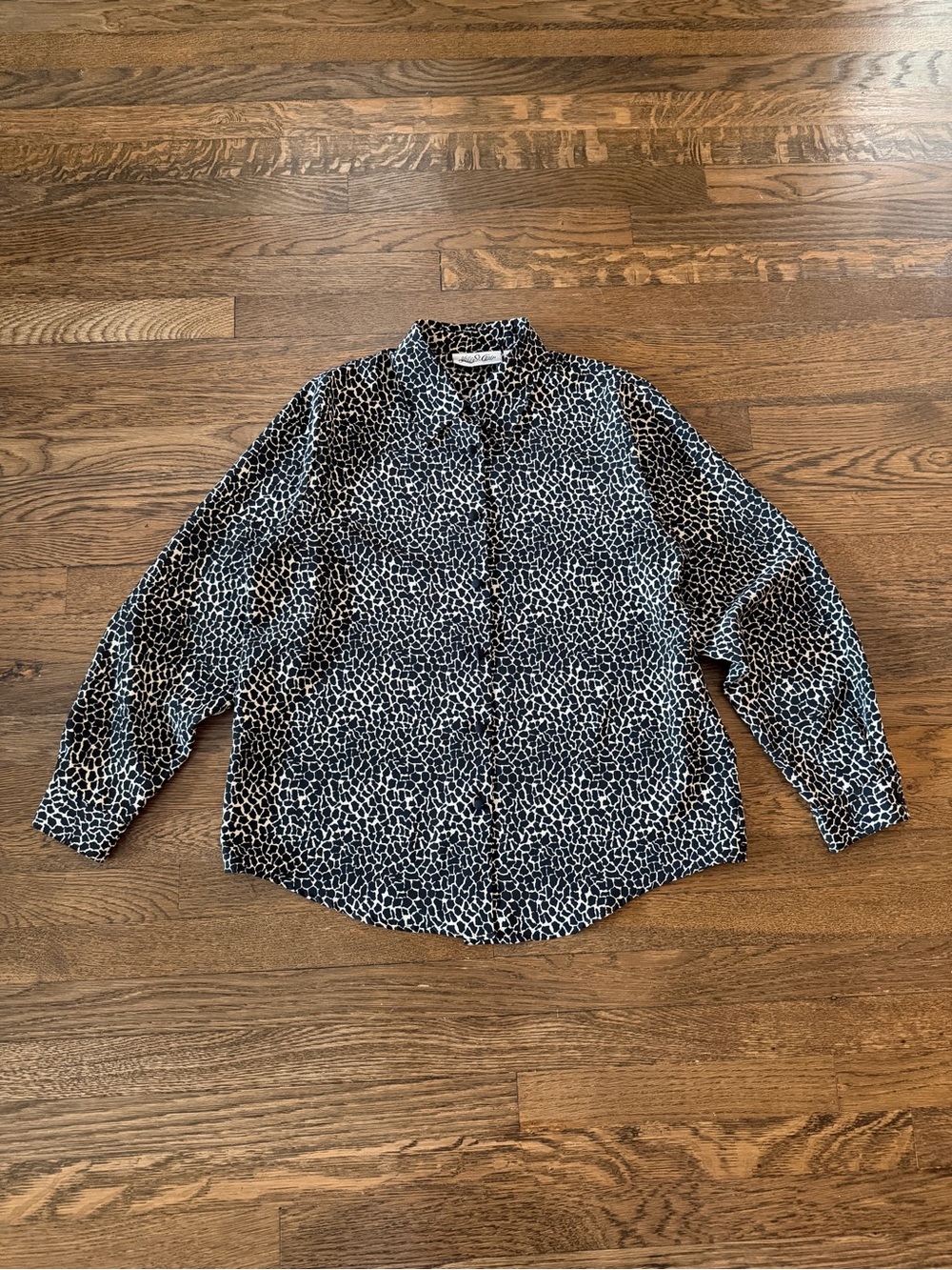 yves st. clair 80s animal print blouse